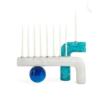 Jonathan Adler White and Turquoise Menorah